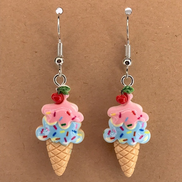 Jewelry - Ice Cream Cone Earrings with Sprinkles